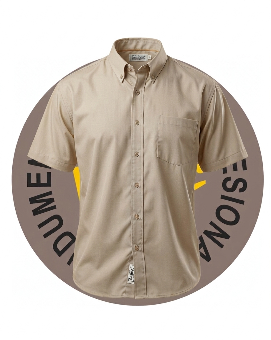 Camisa Vestir Beige Manga Corta